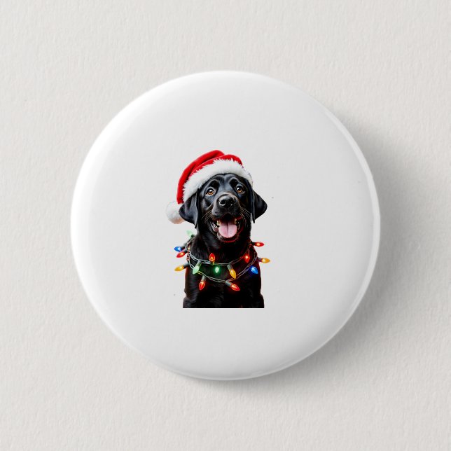 Black Lab Labrador Weihnachtsbaum Light Pajama Dog Button (Vorderseite)