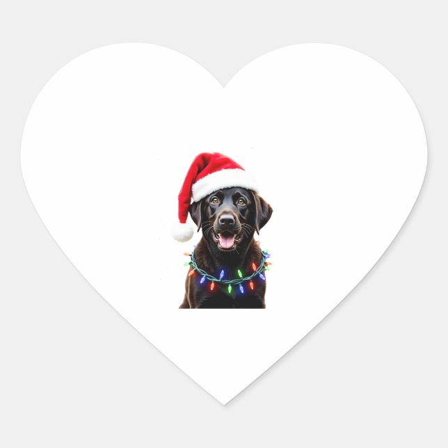 Black Lab Labrador Weihnachtsbaum Light Pajama Dog Herz-Aufkleber (Vorderseite)