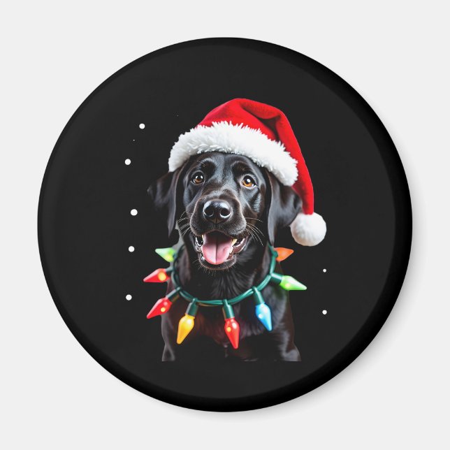 Black Lab Labrador Weihnachtsbaum Light Pajama Dog Magnet (Vorne)