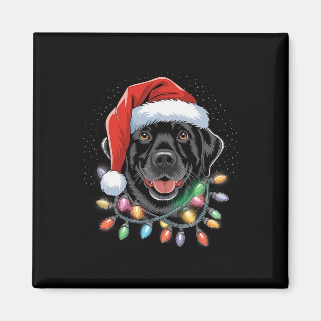Black Lab Labrador Weihnachtsbaum Light Pajama Dog Magnet (Vorne)