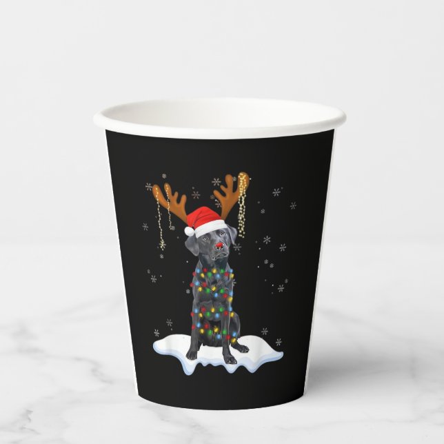 Black Lab Labrador Weihnachtsbaum Light Pajama Dog Pappbecher (Vorderseite)