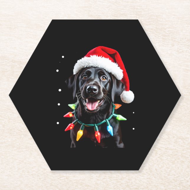 Black Lab Labrador Weihnachtsbaum Light Pajama Dog Untersetzer (Vorderseite)