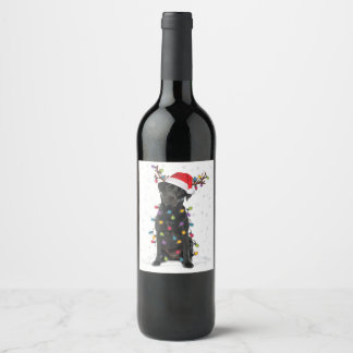 Black Lab Labrador Weihnachtsbaum Light Pajama Dog Weinetikett