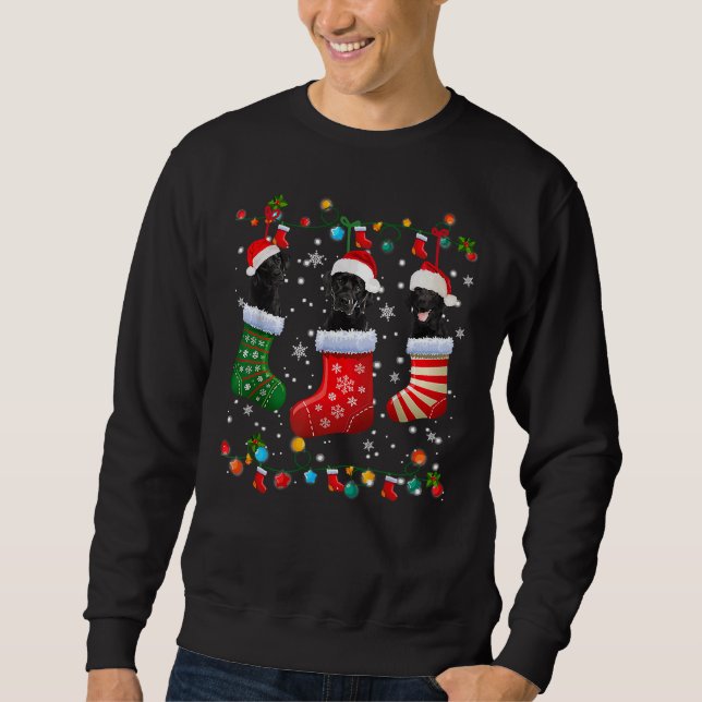Black Lab Labrador Weihnachtssocken Sweatshirt (Vorderseite)