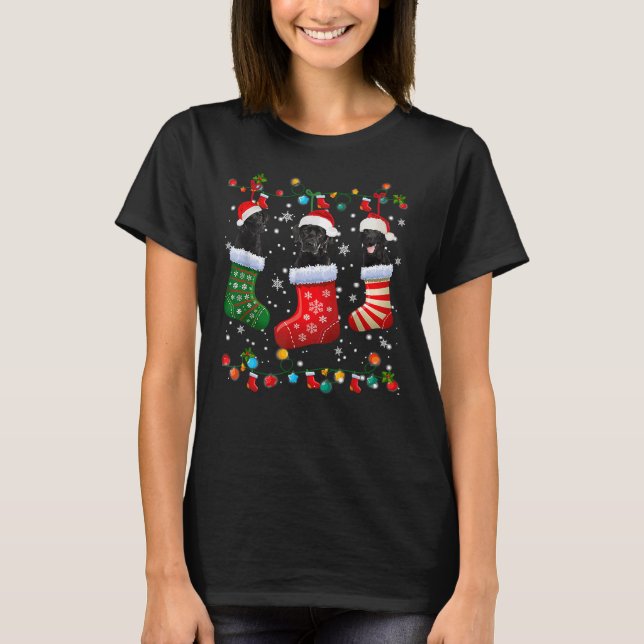 Black Lab Labrador Weihnachtssocken T-Shirt (Vorderseite)