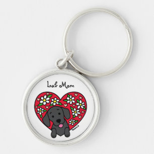 Black Lab Mom Floral Heart Keychain Schlüsselanhänger