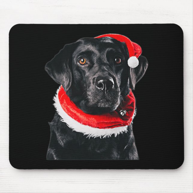Black Lab Niedliche Weihnachtsmannmütze Bilder Wei Mousepad (Vorne)