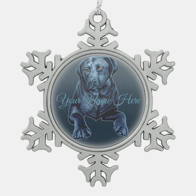 Black Lab Ornament Blue Hund Weihnachtsdekoration (Vorderseite)