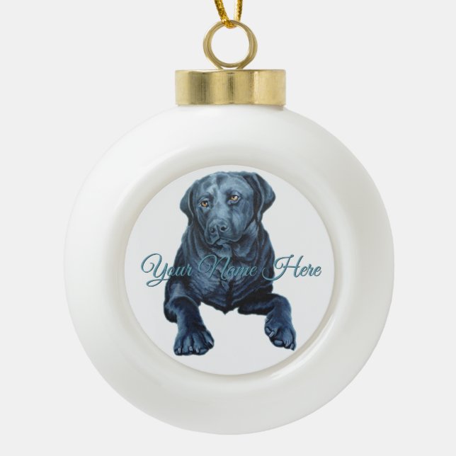 Black Lab Ornament Blue Hund Weihnachtsdekoration (Vorderseite)
