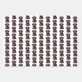 Black Lab Pink Brillen & Bowtie Geschenkblätter Geschenkpapier Set