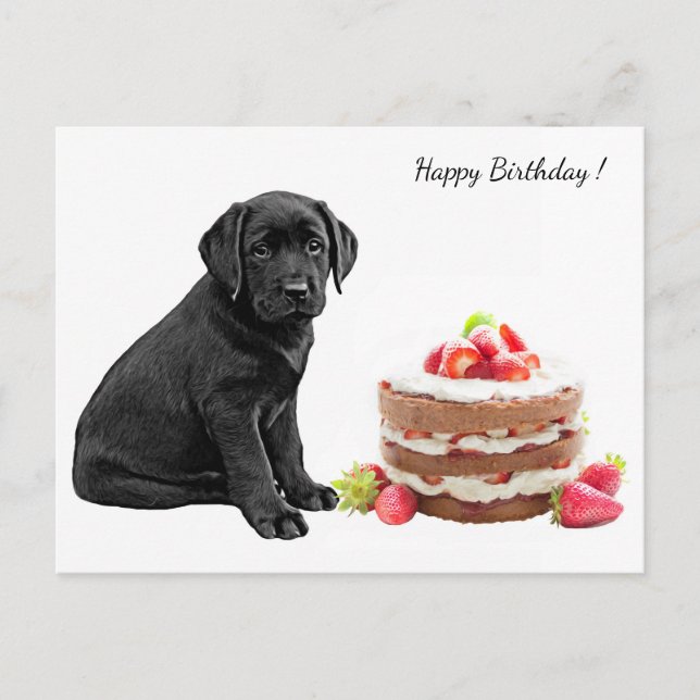 Black Lab Puppy - Dog Happy Birthday - Labrador Postkarte (Vorderseite)