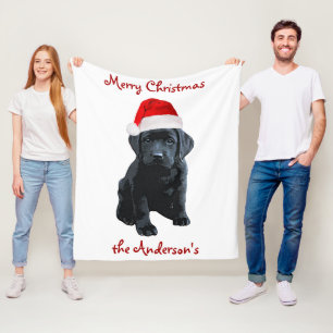 Black Lab Puppy Dog Weihnachtslabrador Fleecedecke