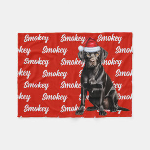 Black Lab Santa Dog mit Individuelle Name Weihnach Fleecedecke
