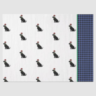 Black Lab Silhouette Christmas Pattern Blue Karo Seidenpapier
