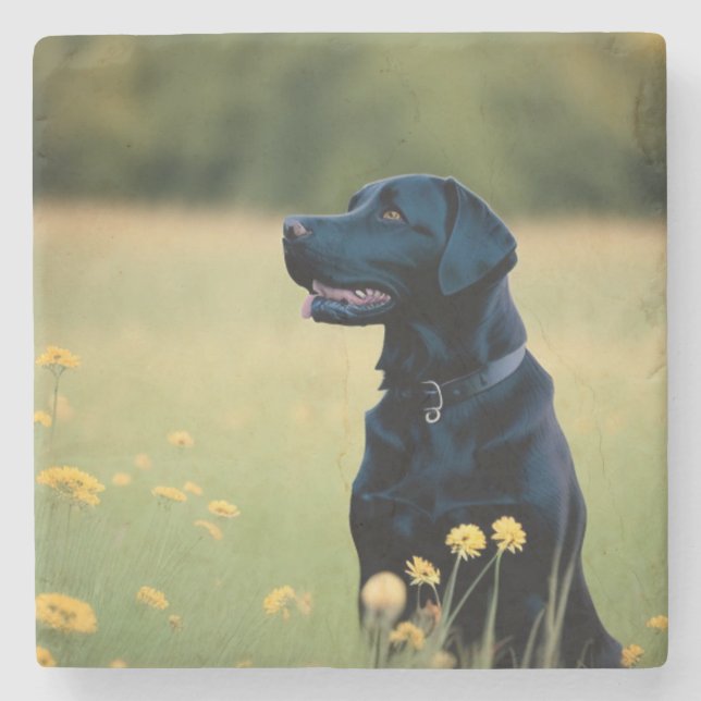 Black Lab Trivet Steinuntersetzer (Vorderseite)