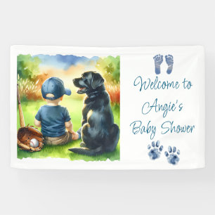 Black Lab und Baby Boy Baseball Themed Baby Dusche Banner