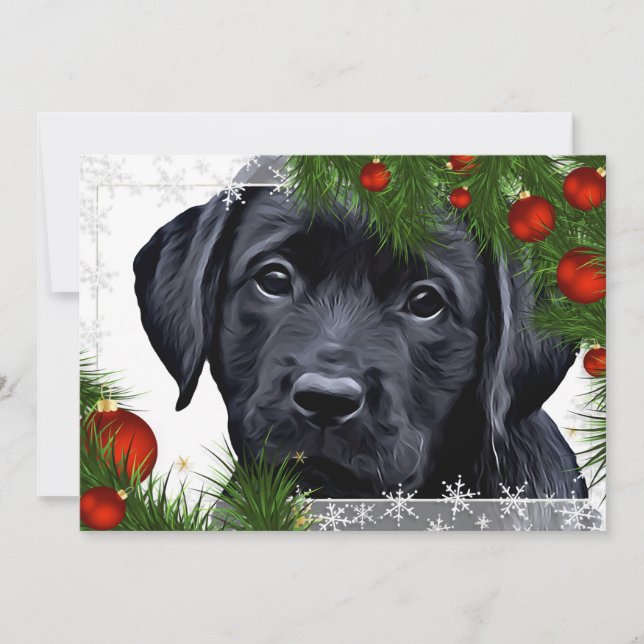 Black Lab Weihnachten - Niedlicher Hund Welpe Labr Einladung (Vorderseite)