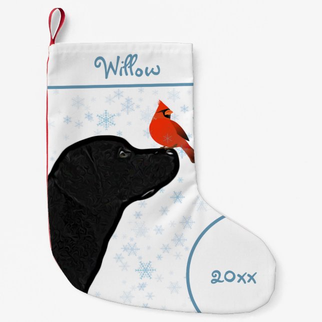 Black Lab Weihnachts-Kardinal - Niedlicher Hund La Kleiner Weihnachtsstrumpf (Vorderseite)