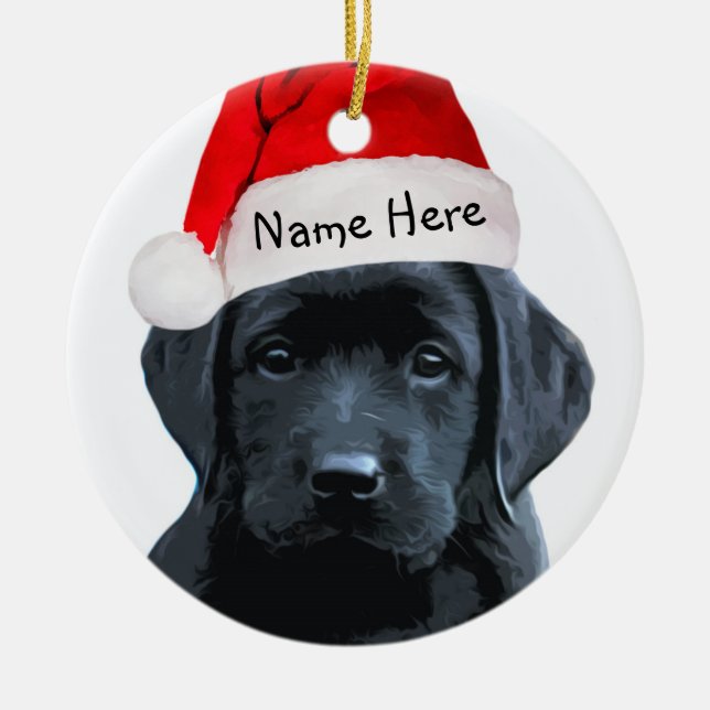 Black Lab Weihnachts-Ornament Keramikornament (Vorne)