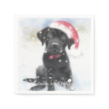 Black Lab Welpe mit Weihnachts-Weihnachtsmannmütze