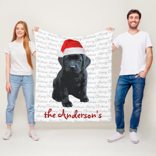 Black Lab Welppy - Frohe Weihnachten - Labrador Fleecedecke