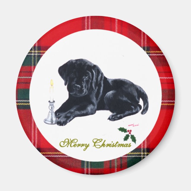 Black Lab Welppy Weihnachtsmagnete Magnet (Vorne)