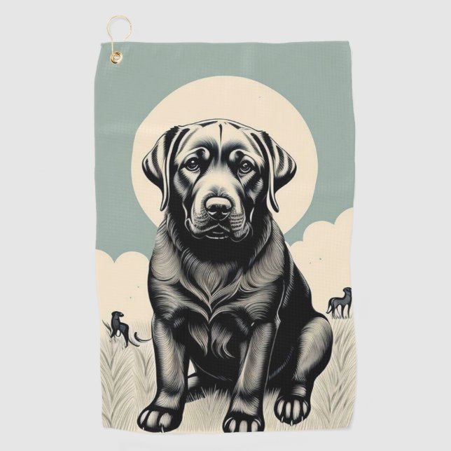 Black Labador Retriever Golf Handtuch (Vorderseite)