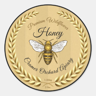 Black Label Honey Bee Wreath Runder Aufkleber