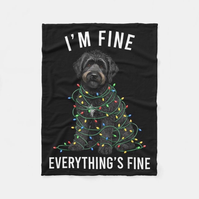 Black Labradoodle Christmas I'm Fine Everything Is Fleecedecke (Vorderseite)