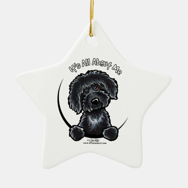 Black Labradoodle IAAM Keramikornament (Vorne)