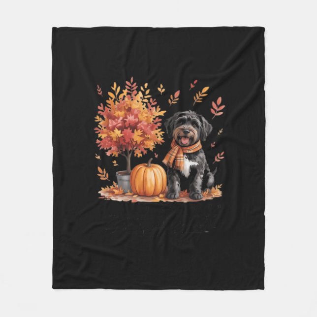 Black Labradoodle It's Fall Y’all Pumpkin Herbst Fleecedecke (Vorderseite)