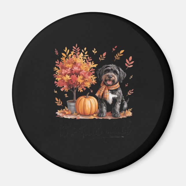 Black Labradoodle It's Fall Y’all Pumpkin Herbst Magnet (Vorne)