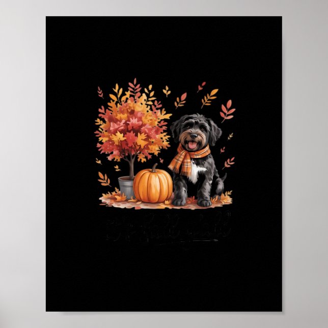 Black Labradoodle It's Fall Y’all Pumpkin Herbst Poster (Vorne)