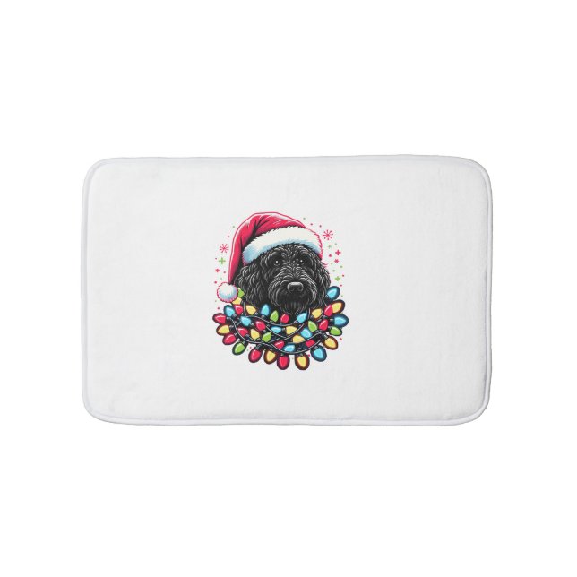 Black Labradoodle Weihnachtsbaum Xmas Lights Doodl Badematte (Vorderseite)