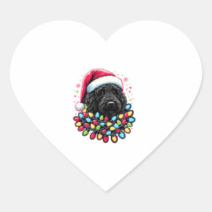 Black Labradoodle Weihnachtsbaum Xmas Lights Doodl Herz-Aufkleber