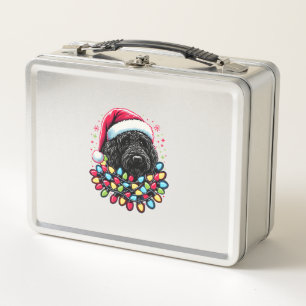 Black Labradoodle Weihnachtsbaum Xmas Lights Doodl Metall Brotdose