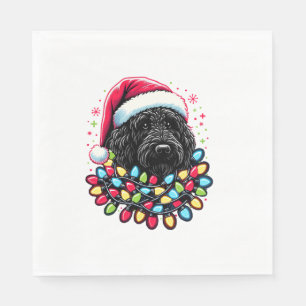 Black Labradoodle Weihnachtsbaum Xmas Lights Doodl Serviette