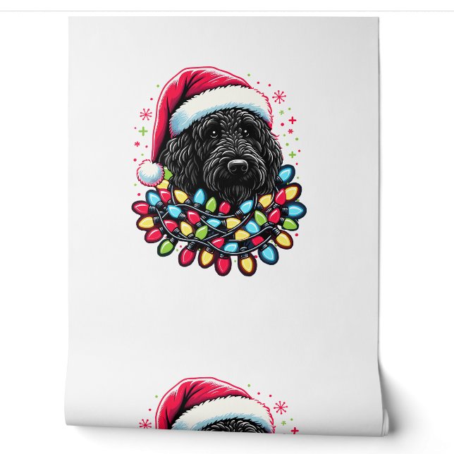 Black Labradoodle Weihnachtsbaum Xmas Lights Doodl Tapete (Abrollen)
