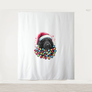 Black Labradoodle Weihnachtsbaum Xmas Lights Doodl Wandteppich