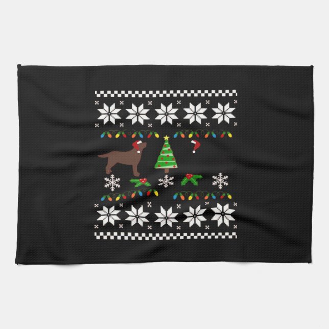 Black Labrador and Chocolate Labrador Happy Christ Geschirrtuch (Horizontal)