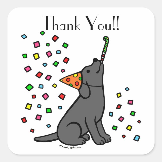 Black Labrador Birthday Party Stickers (Vorderseite)