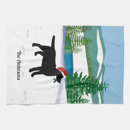 Black Labrador Christmas Evergreen Weihnachtsmannm Geschirrtuch