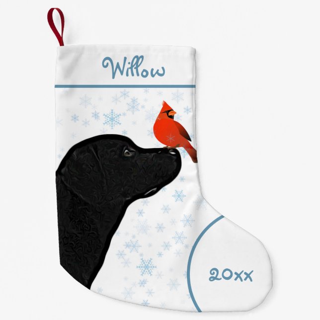 Black Labrador Christmas Kardinal - Niedlicher Lab Kleiner Weihnachtsstrumpf (Vorderseite)
