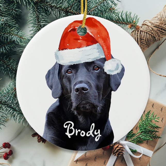 Black Labrador Christmas Santa Dog Labrador Keramik Ornament (Von Creator hochgeladen)