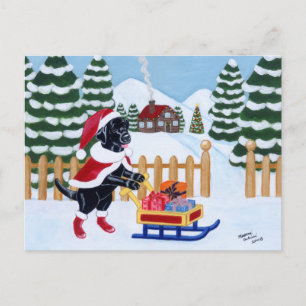 Black Labrador Christmas Santa Feiertagspostkarte