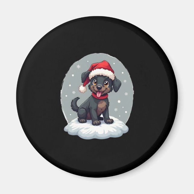 Black Labrador Christmas Santa Hat Xmas Pajama T-S Magnet (Vorne)