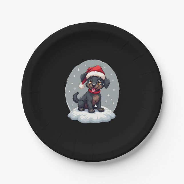 Black Labrador Christmas Santa Hat Xmas Pajama T-S Pappteller (Vorderseite)