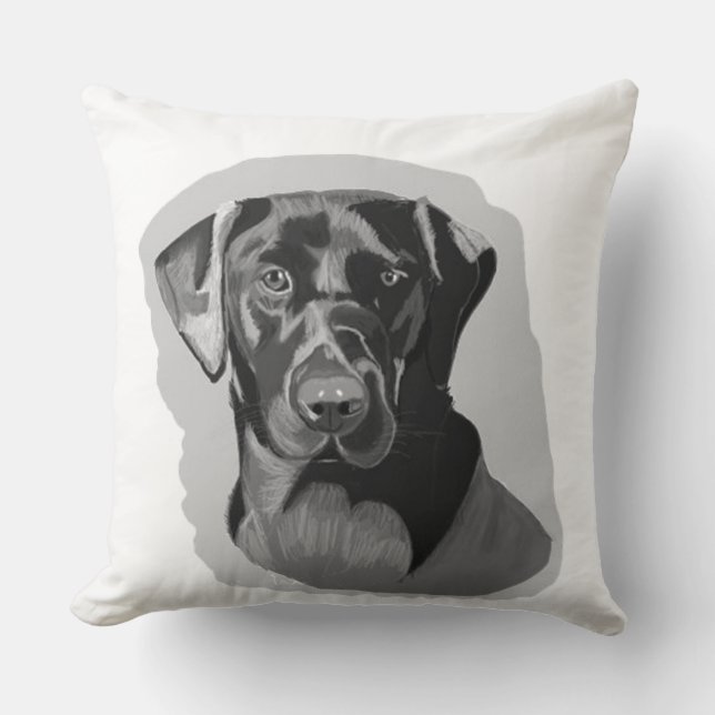 Black Labrador Cushion Kissen (Vorderseite)