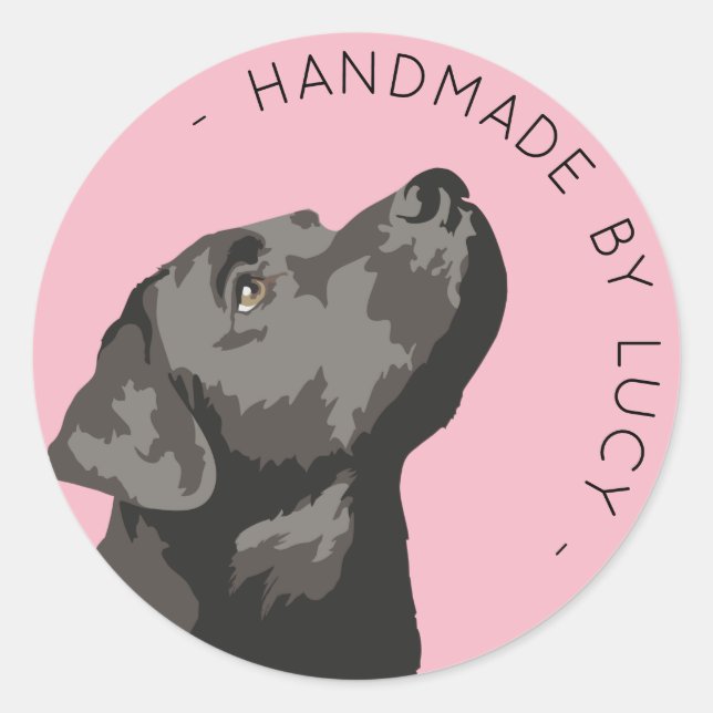 Black Labrador Custom "Handmade by..." Aufkleber (Vorderseite)