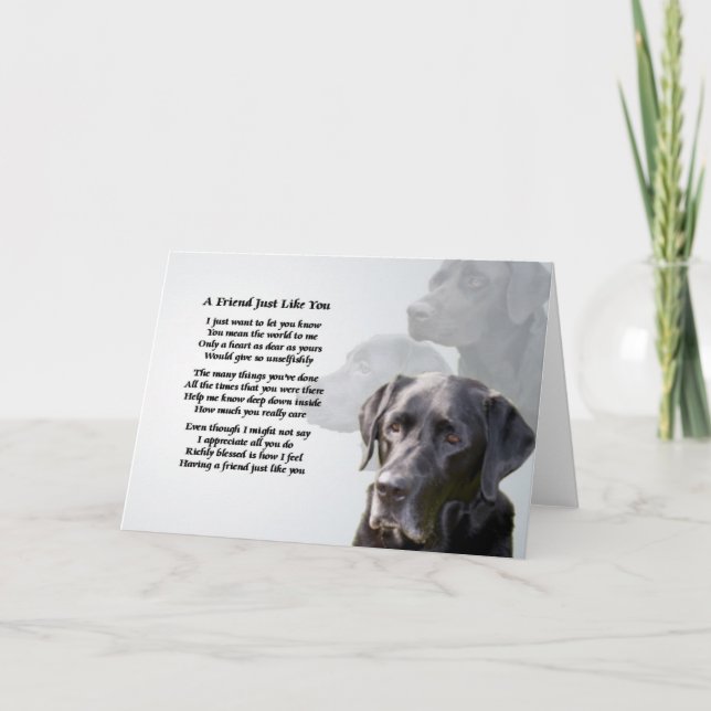 Black Labrador Friend Gedicht Karte (Vorderseite)